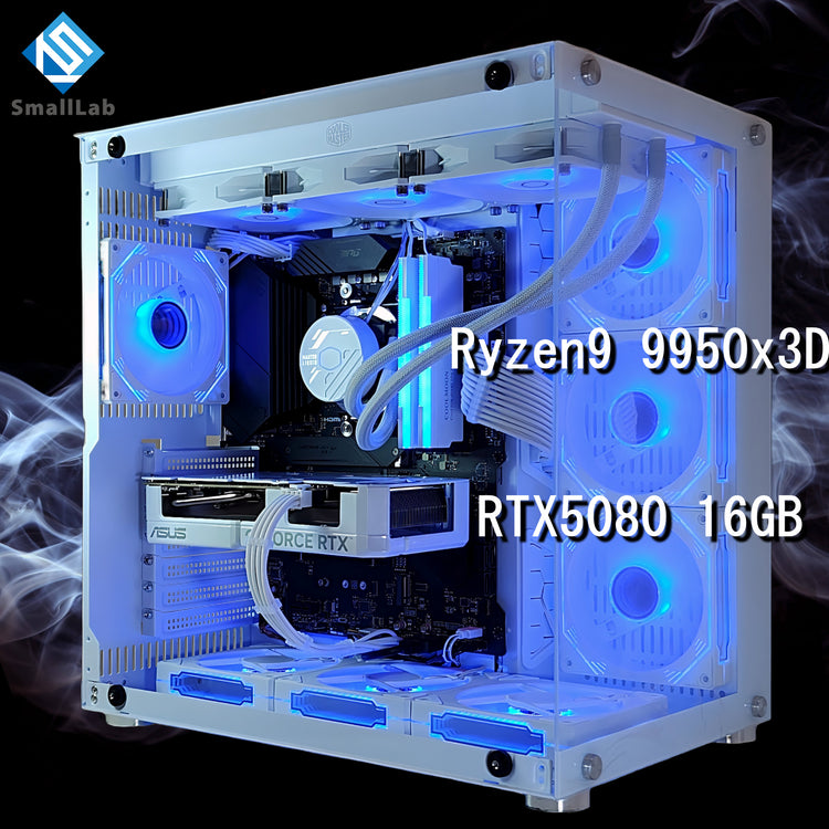 AMD Ryzen9 9950x3D ／ RTX5080 16GB ガラス2面ATX ゲーミングPC