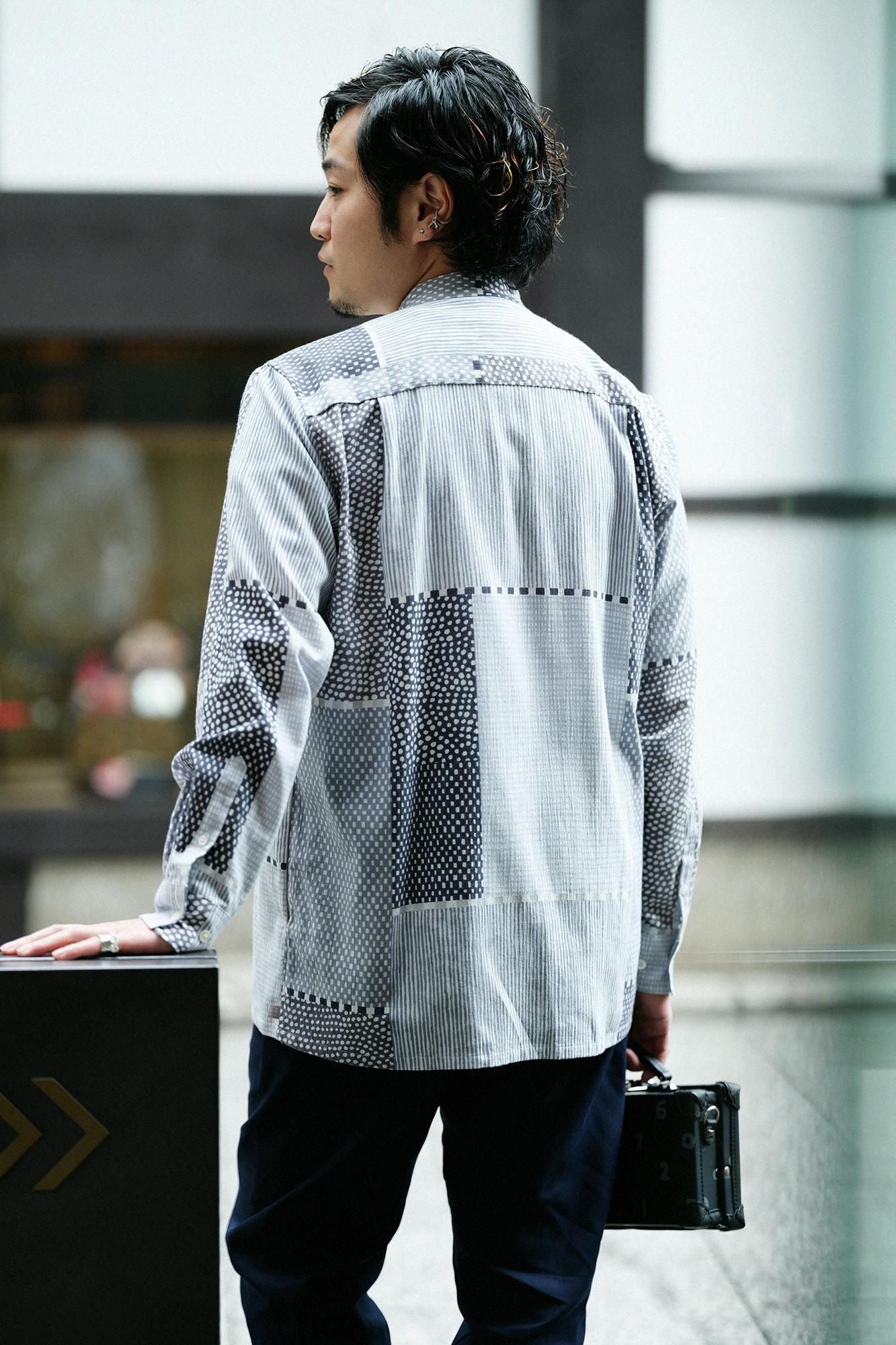 sou・sou 高島縮スタンドカラーシャツ・菊づくし夜来（よごろ） net