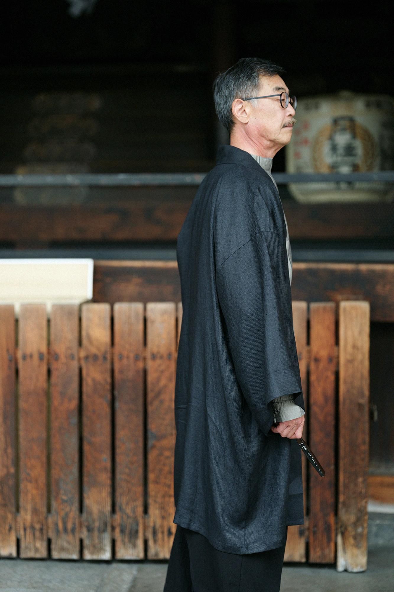 net限定】麻 袢纏（はんてん） 間（けん） 単（ひとえ）／濡羽色（ぬれ