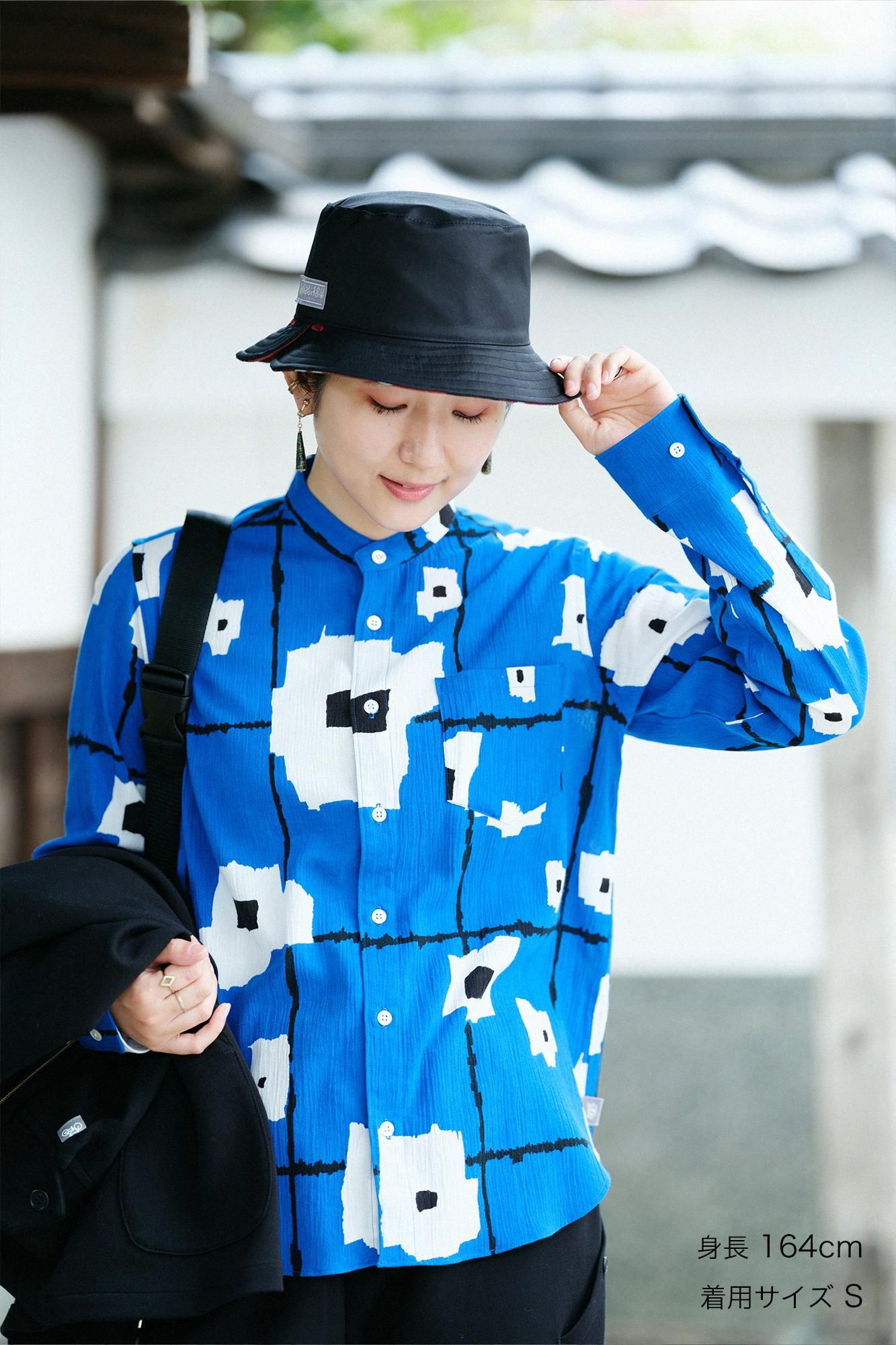 高島縮 20/20 スタンドカラーシャツ／天花（てんか）