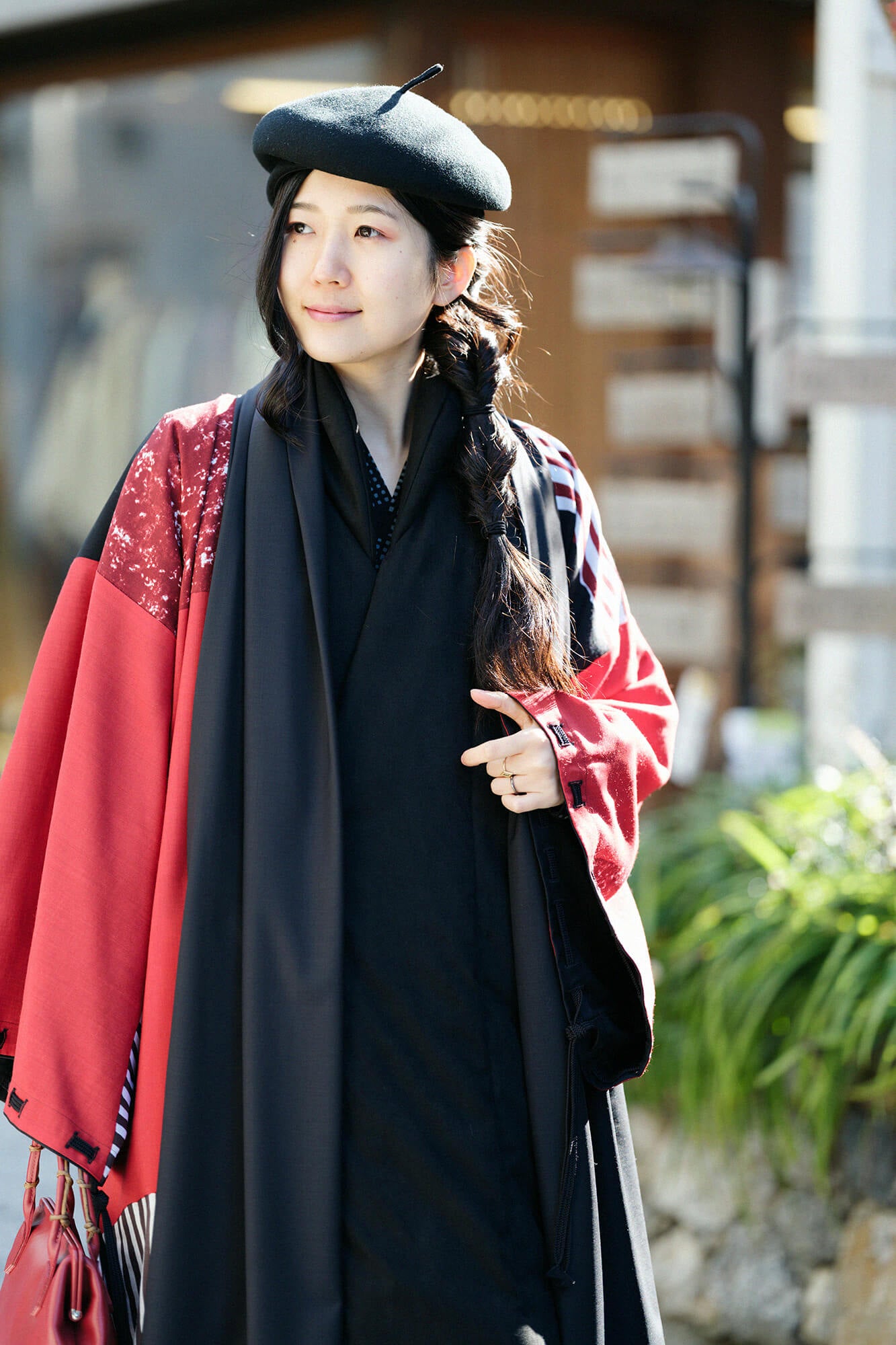 フェイクヌバック 長陣羽織 中綿袷（なかわたあわせ）／濡羽色 女F