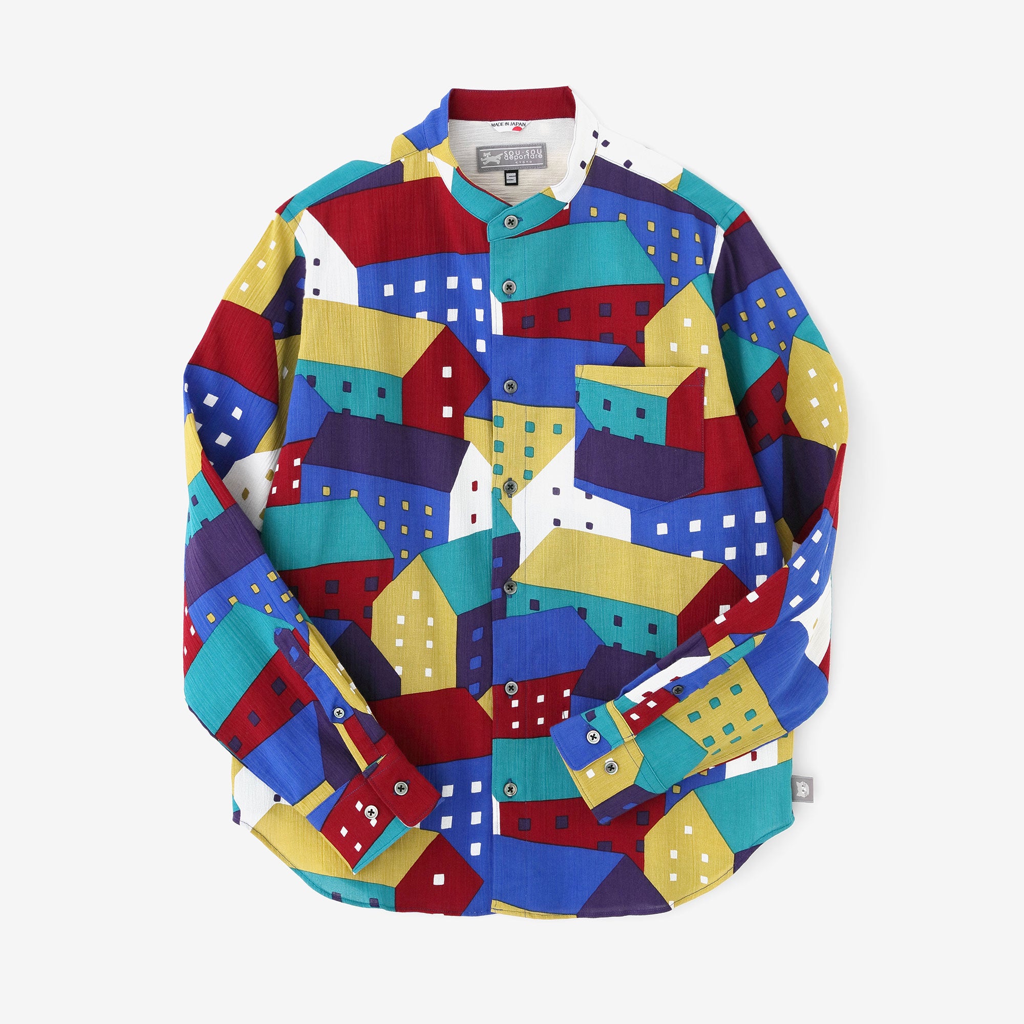 高島縮 20/20 スタンドカラーシャツ／天花（てんか）