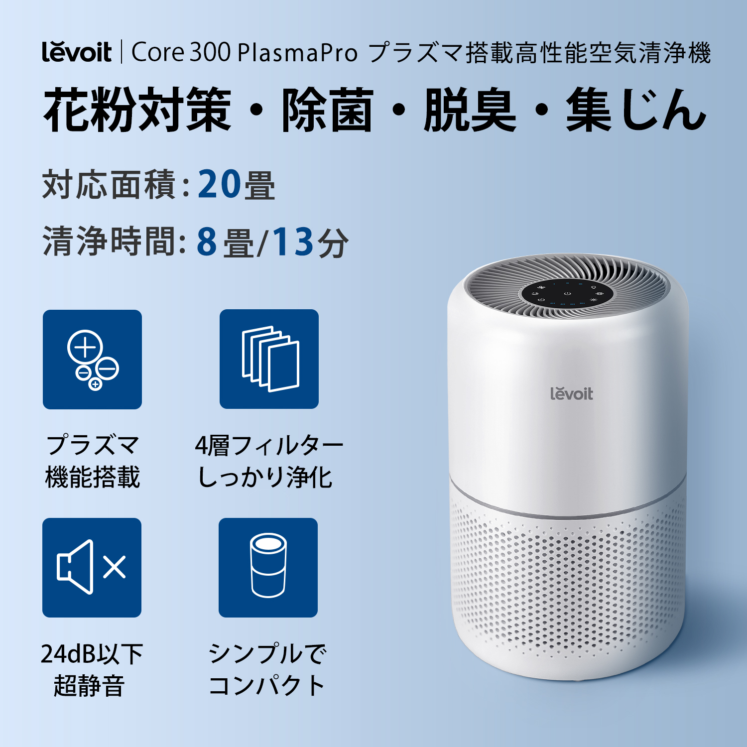 空気清浄機 Levoit Core 300 Plasma LAP-C302-WJPR ［適用畳数：20畳