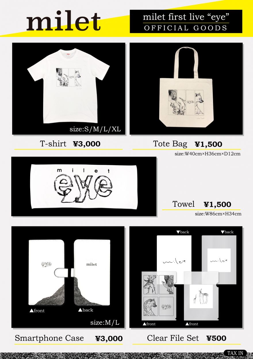 milet first live “eye”』オフィシャルグッズ販売決定！ | milet