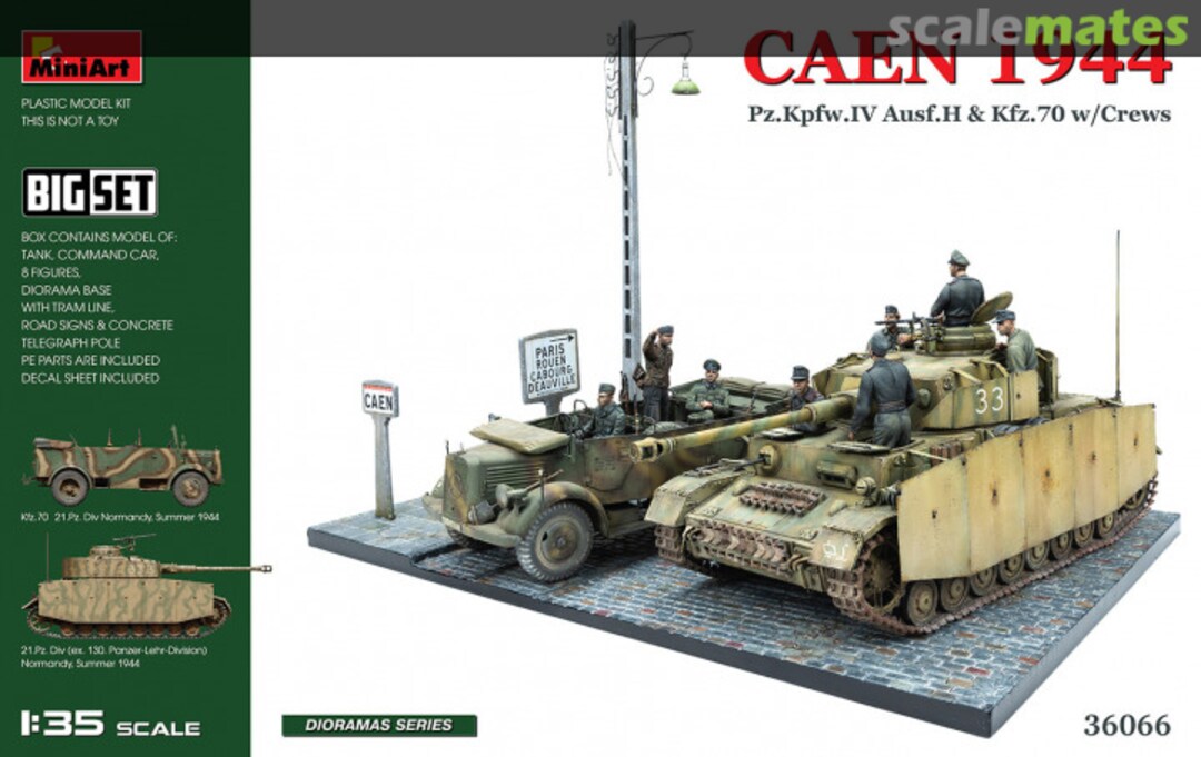 Caen 1944: Pz.Kpfw.IV Ausf.H & Kfz.70 w/Crews. Big Set, MiniArt