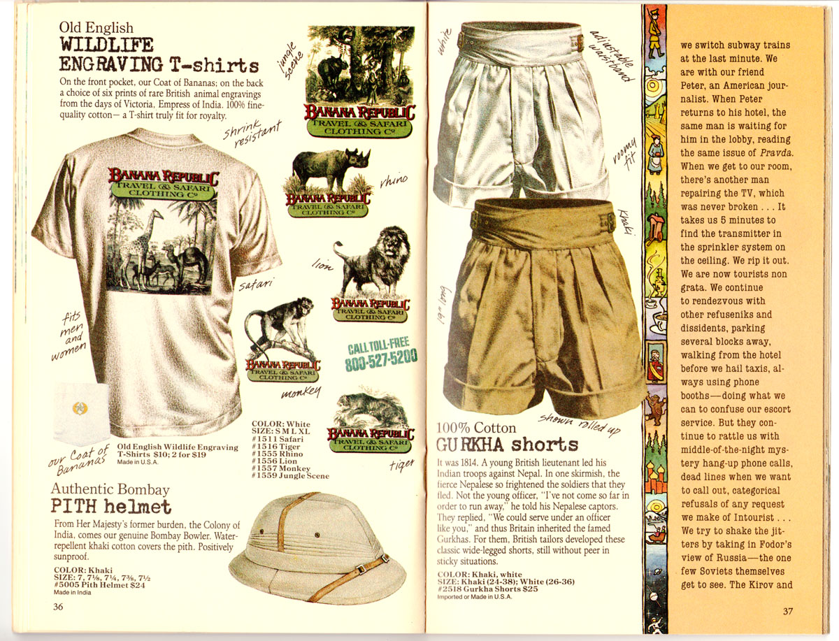 Banana Republic Old English Wildlife Engraving T-Shirts