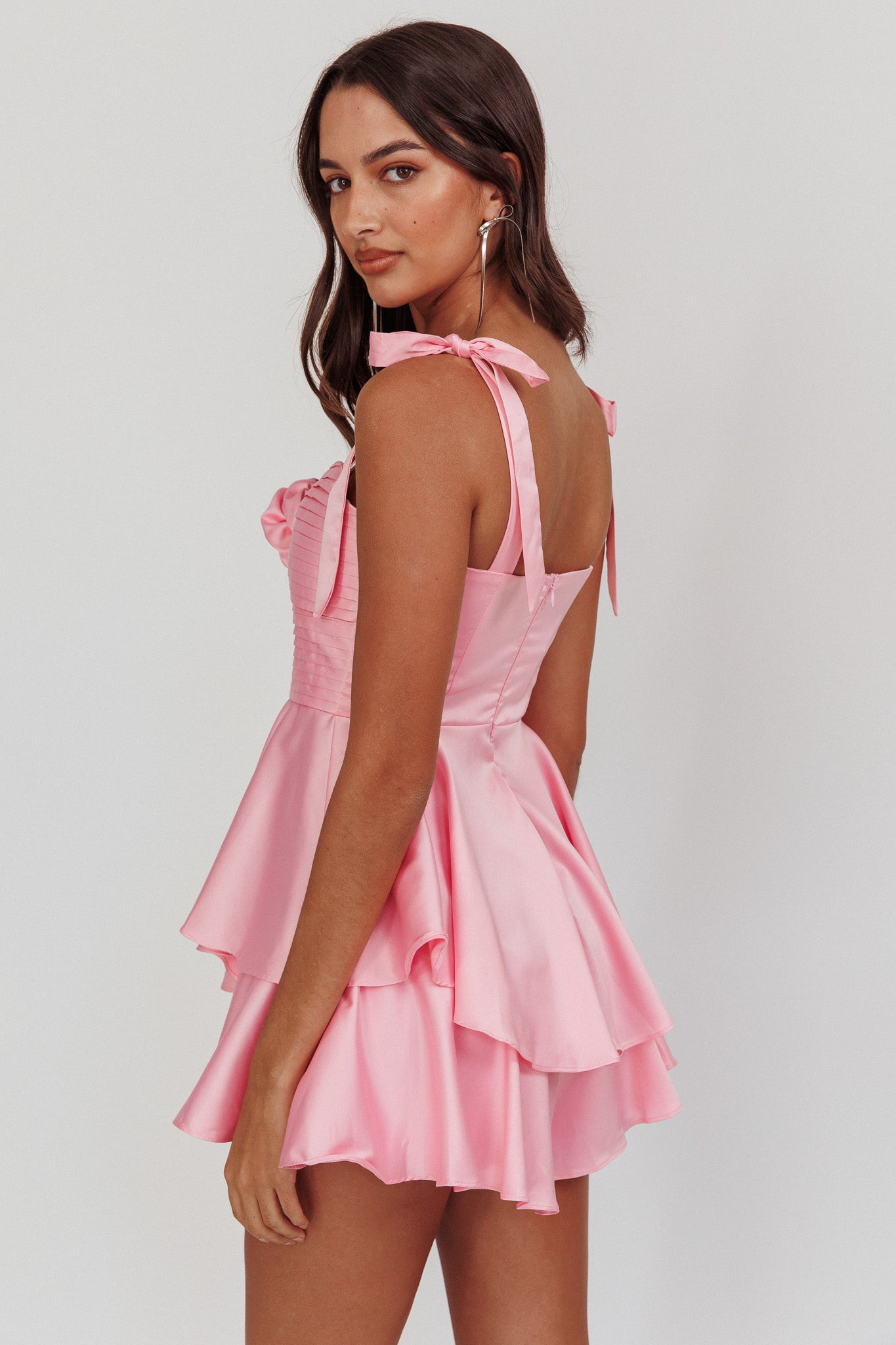 Shop the Kelia Bow Strap Rosette Romper Pink