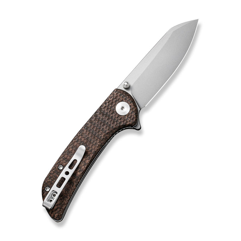 SENCUT Fritch Flipper & Thumb Stud Knife Dark Brown Matrix Micarta