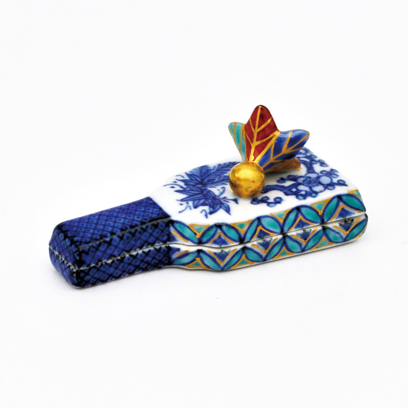 茶道具 香合 染付 羽子板 高野昭阿弥 (京都市)