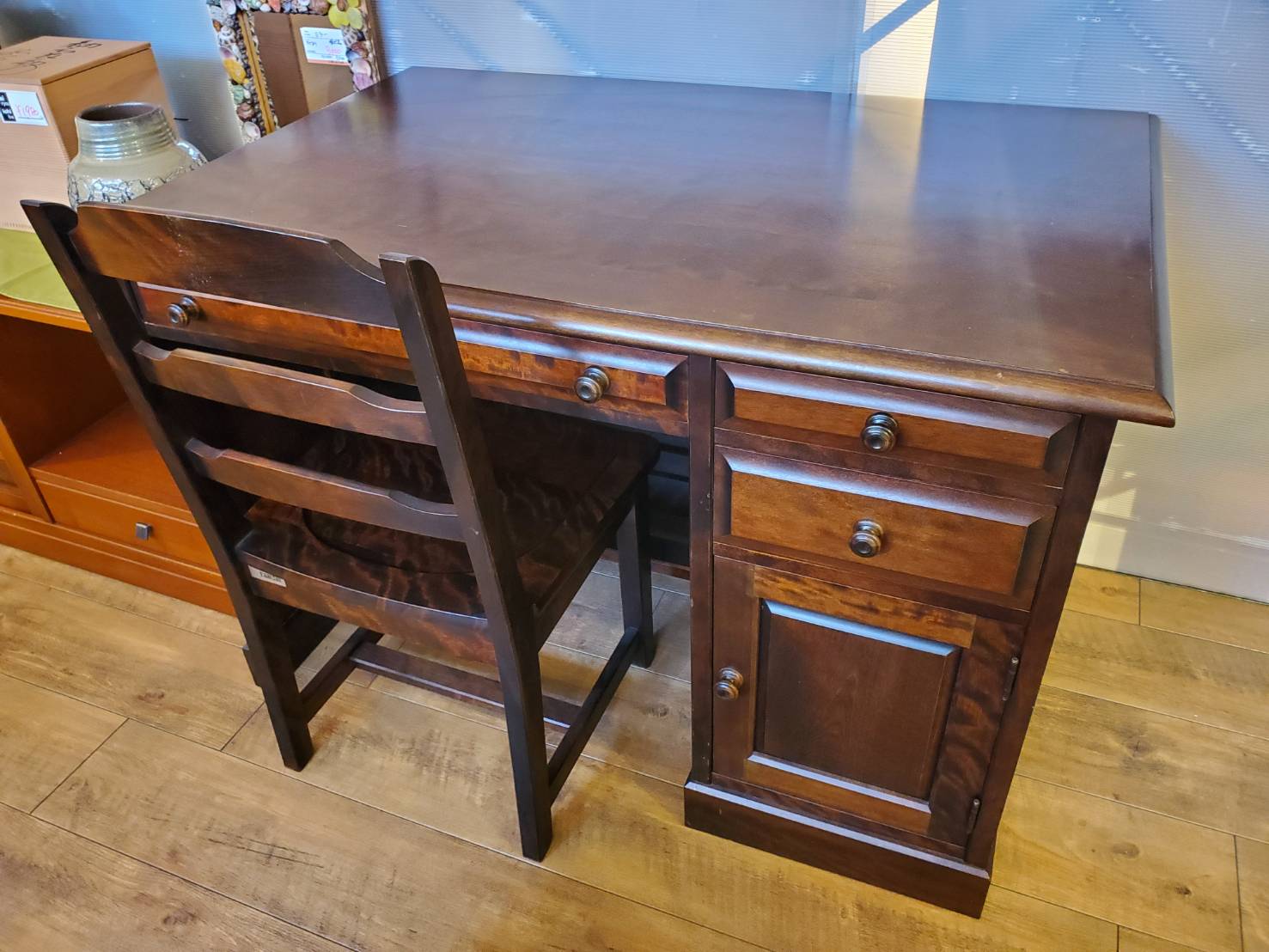 ☆北海道民芸家具 HOKUMIN 北民 デスク チェア 2点セット 片袖机 書斎