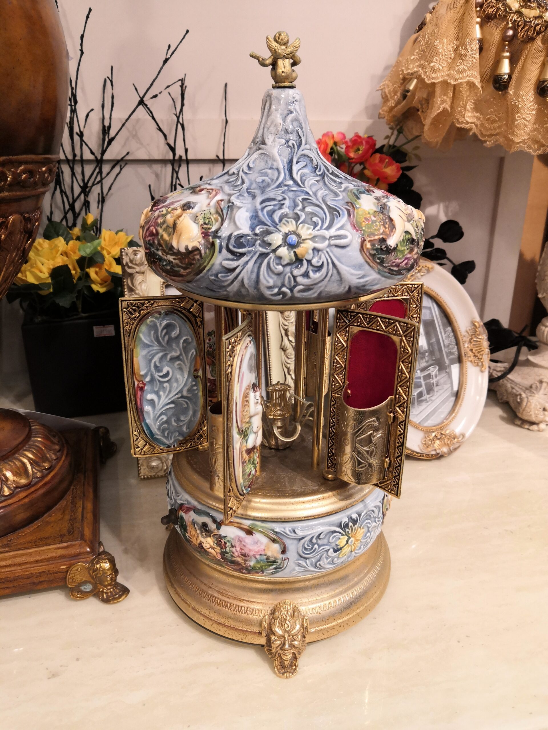 アンティーク】REUGE スイス製 からくり ピエロ オルゴール カギ付