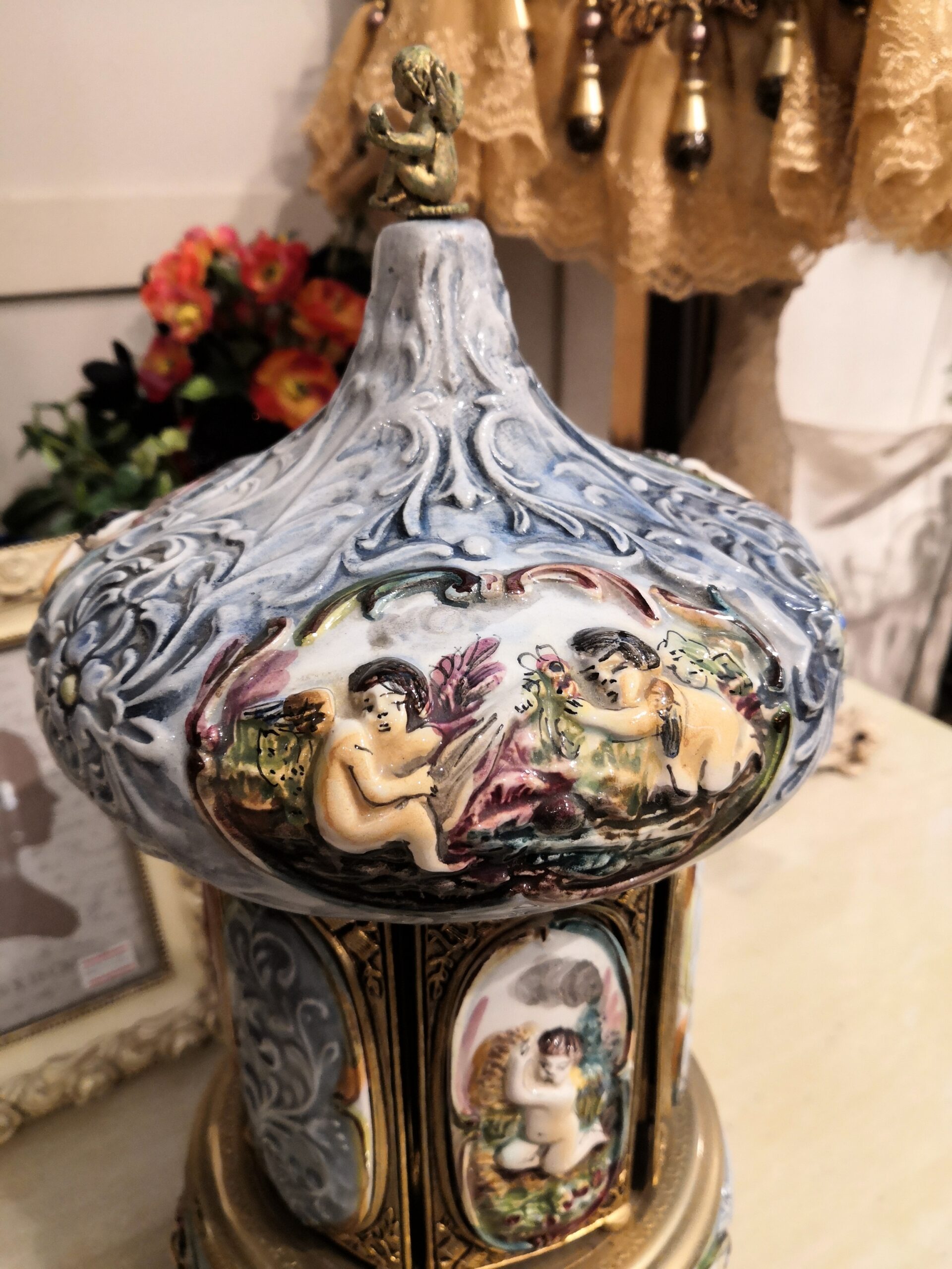 中古品】 REUGE リュージュ イタリア アンティーク 葉巻入れ ロココ