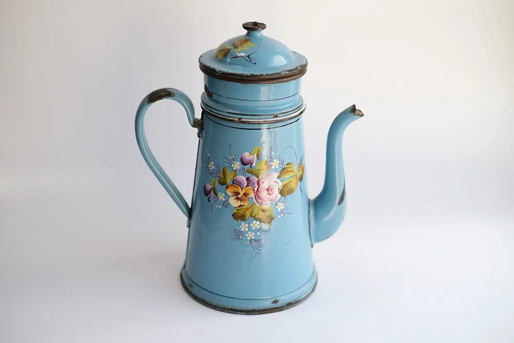 フレンチアンティーク琺瑯ポットblue/アンティーク食器 | 雑貨と