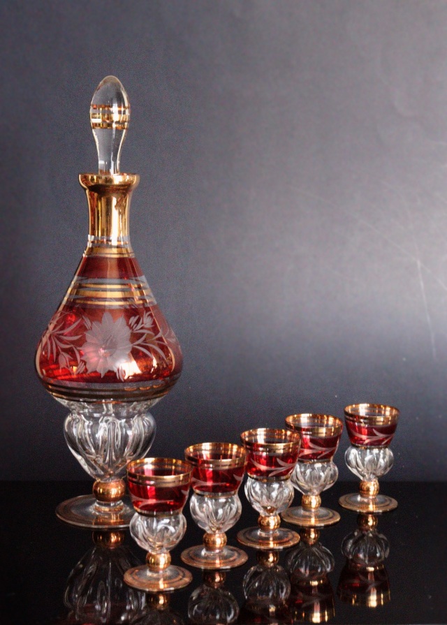 ボヘミアングラス デキャンタとワイングラス6個セット ボヘミアン