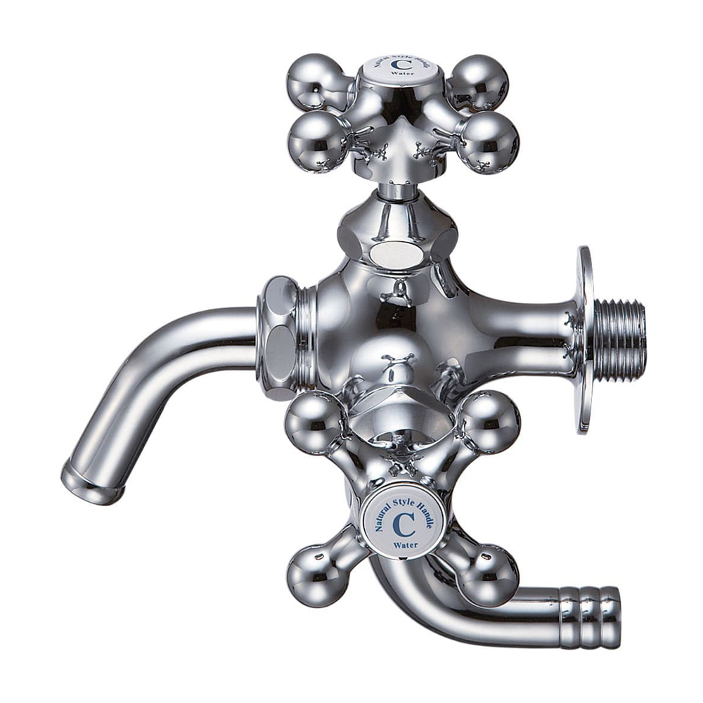 万能二口横水栓（固定コマ仕様） | 商品のご案内 | SANEI｜デザイン性