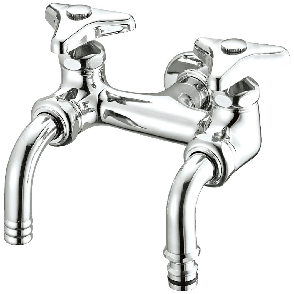 散水・水栓・水周り yukitaka 散水用二口横水栓（固定コマ仕様