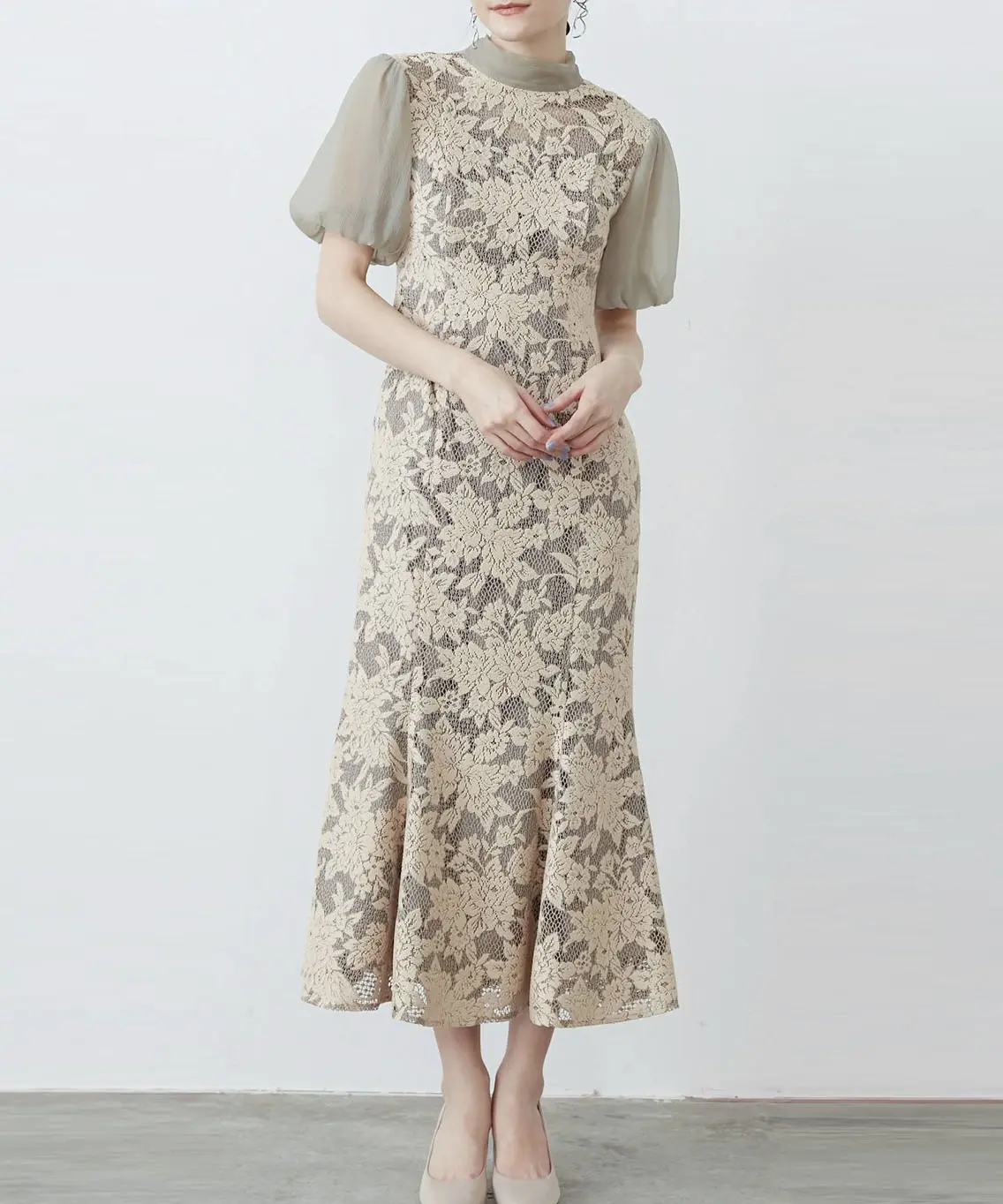 40サイズ】ティアードスリーブパールドレス YOKO CHAN（ヨーコチャン