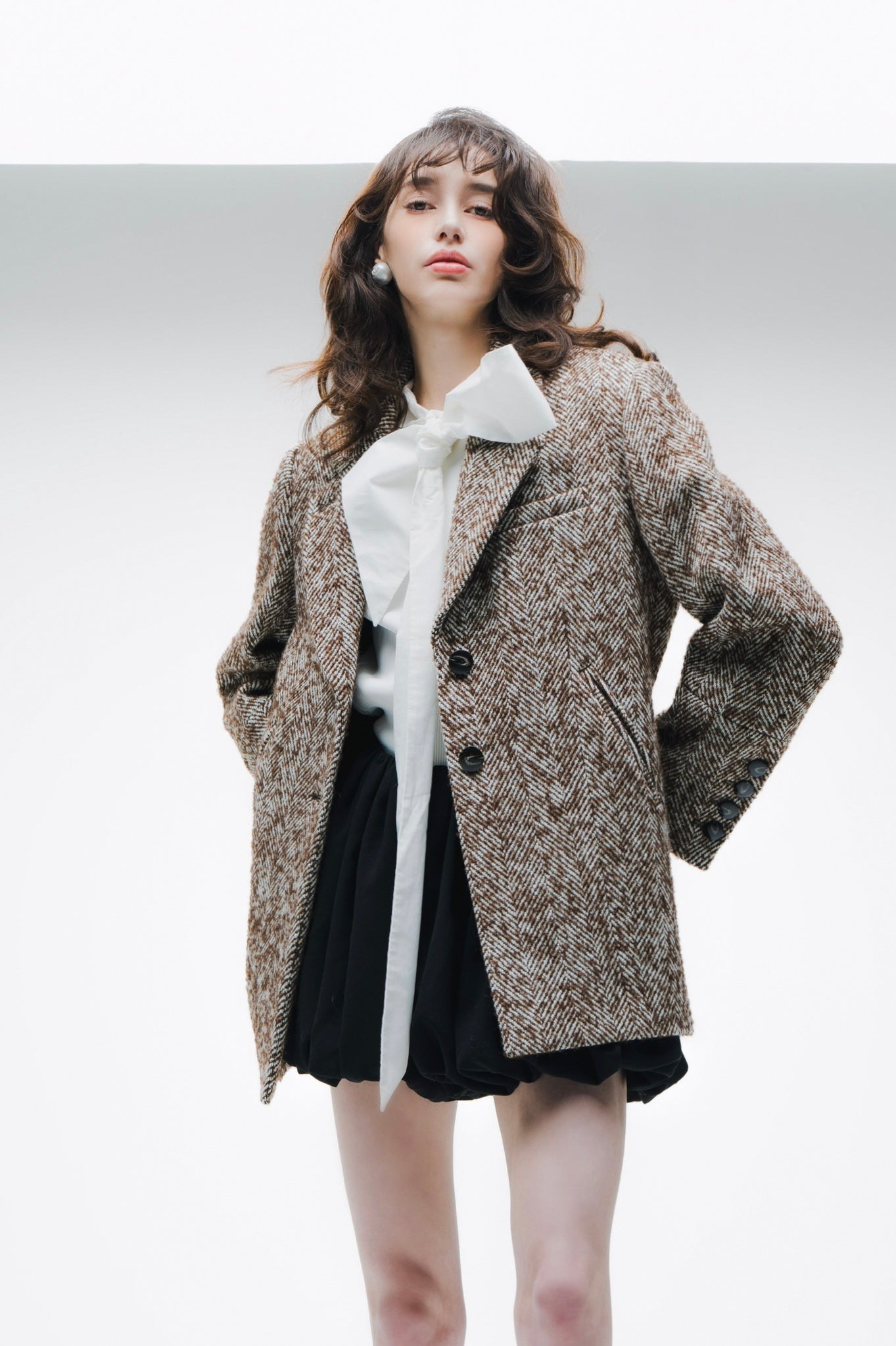 Herringbone Over Size Jacket Coat – shéller / シェリエ