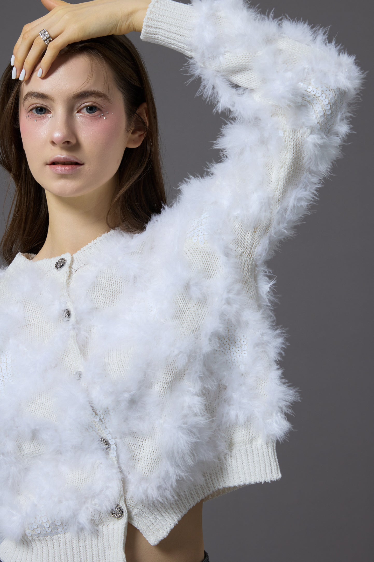 feather fur cardigan – shéller / シェリエ
