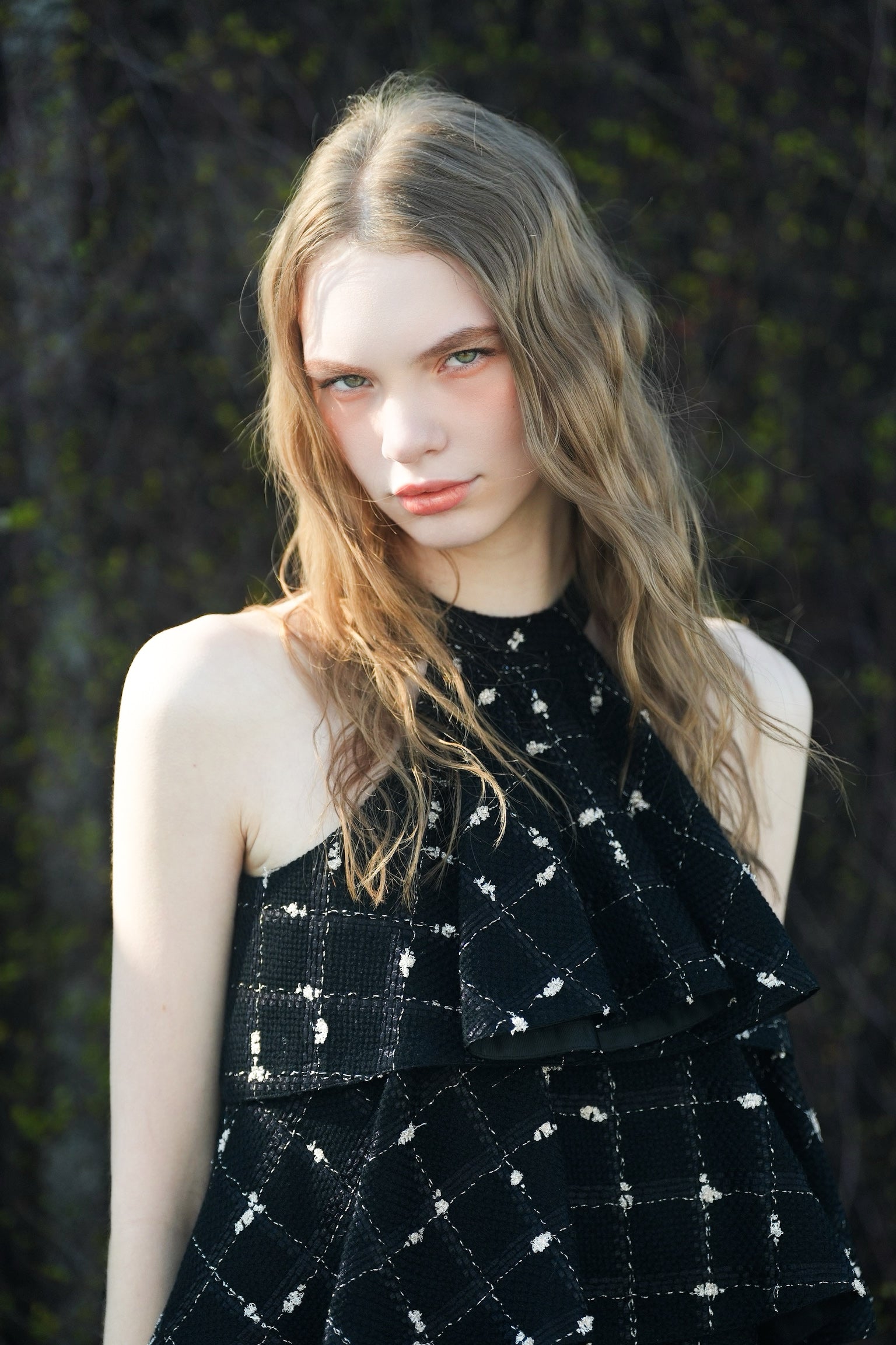 candy check tweed ruffle frill tops – shéller / シェリエ