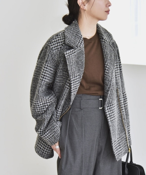 quaranciel: ボンディング チェック ライダース コート｜ SHIPS 公式サイト