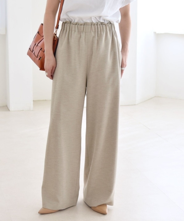 新品•未使用品 エムズグレーシー リボン付きワイドパンツ ベージュ