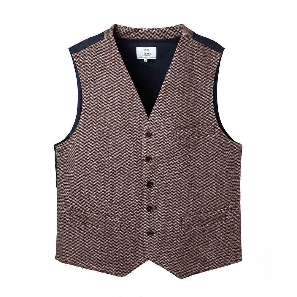 CHOYA URBAN STYLE ジレ ベスト コットン ツイード ブラウン