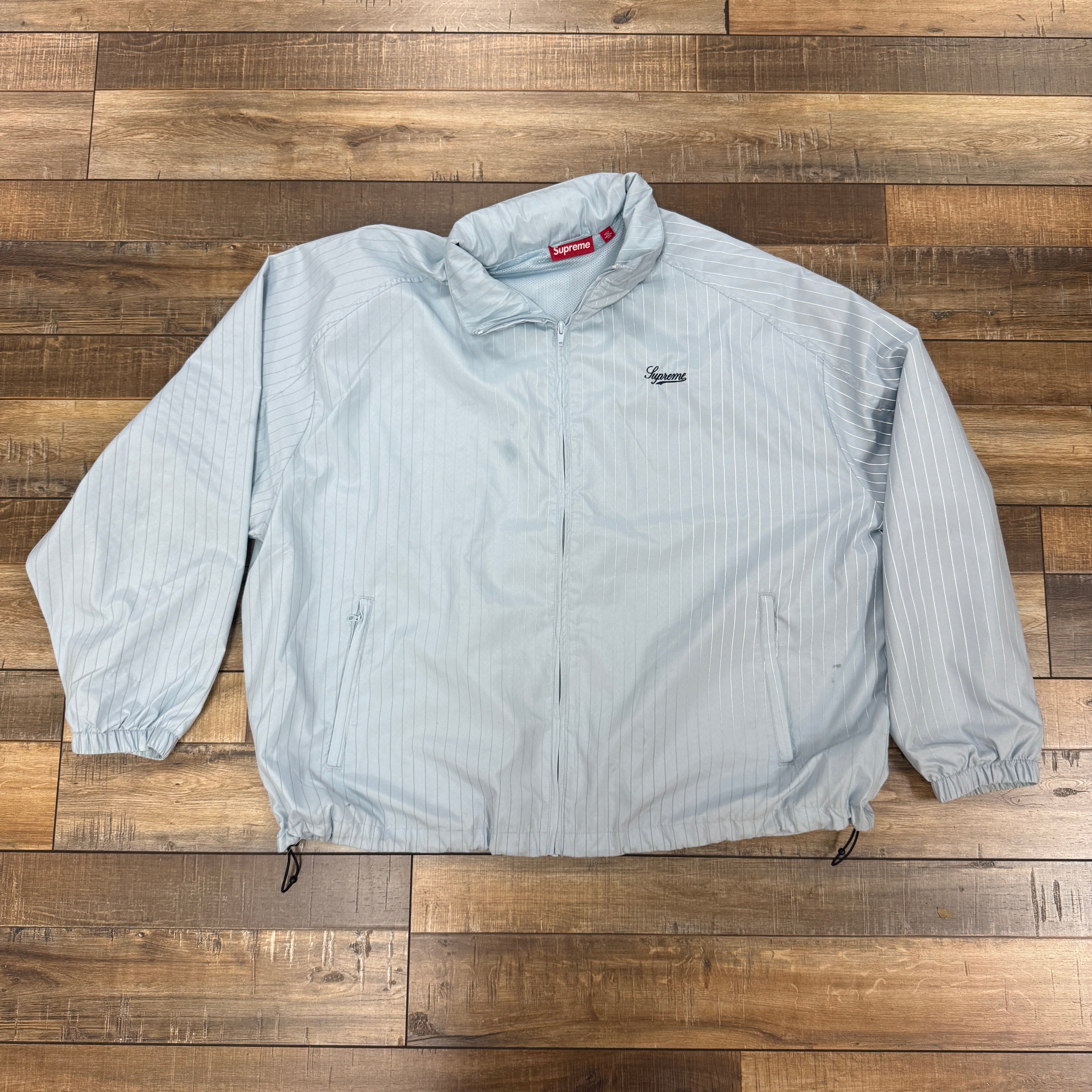 Supreme Reflective Pinstripe Track Jacket - Light Blue – Holy Ground