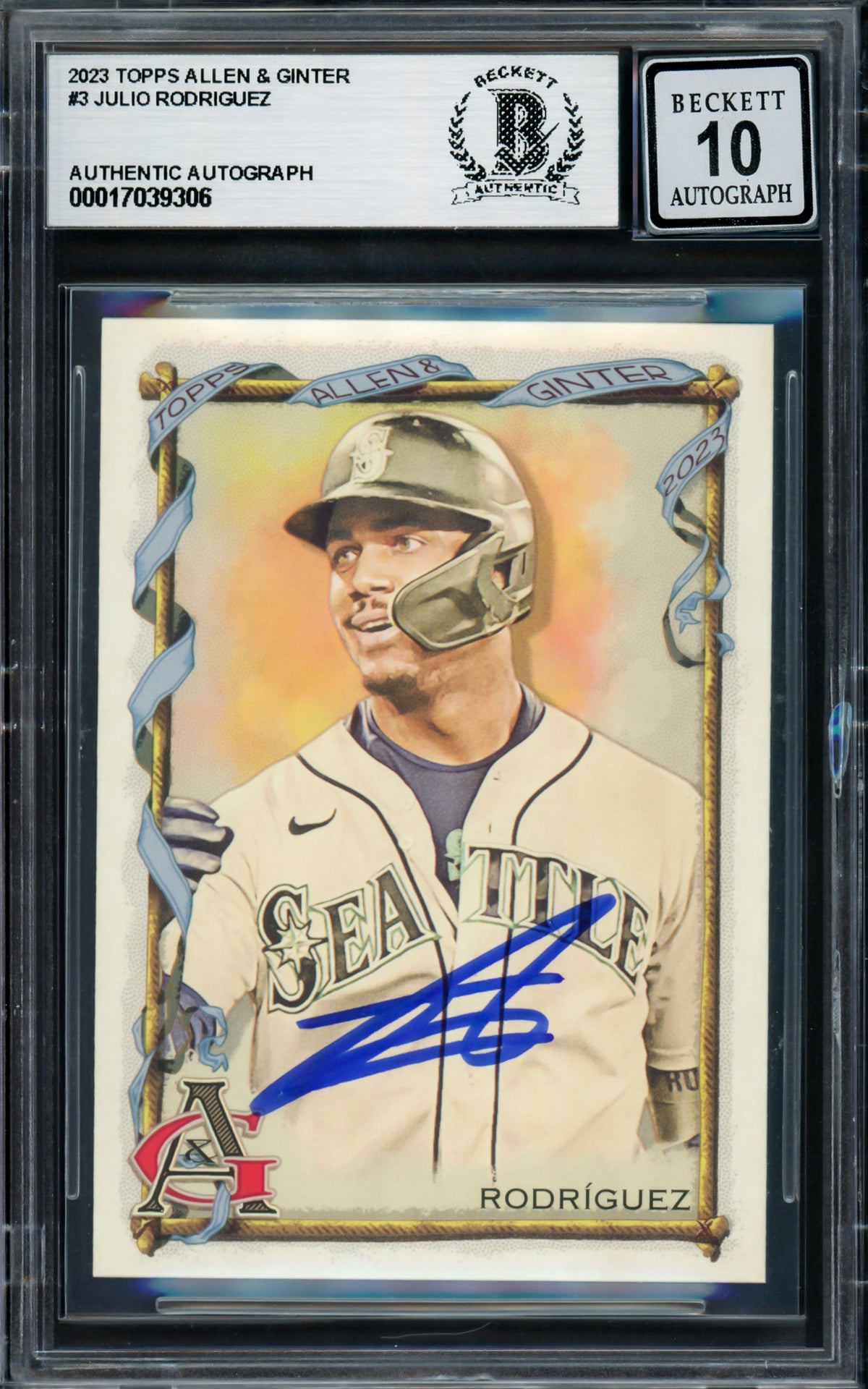 Julio Rodriguez Autographed 2023 Topps Allen & Ginter Card #3