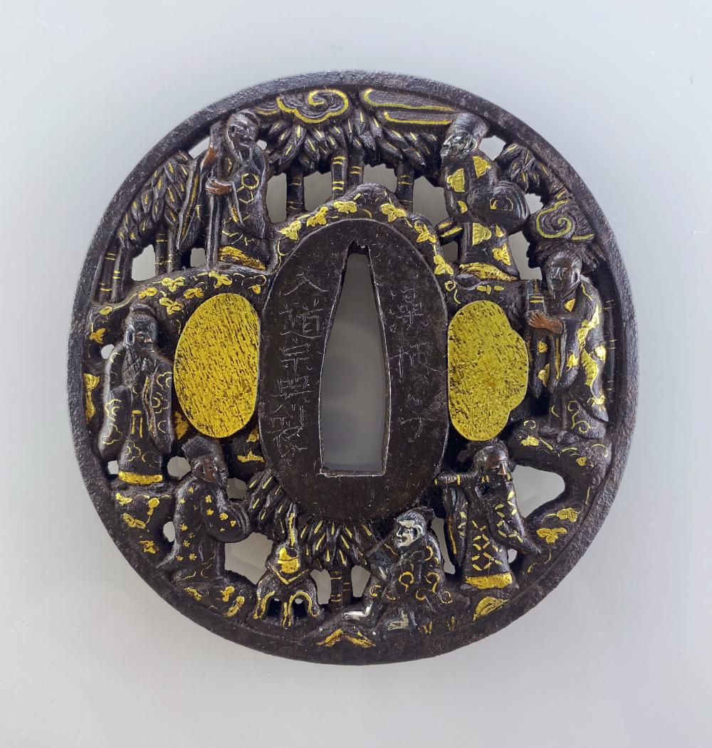 鐔 藻柄子入道宗典製 江州彦根住 / Tsuba Mogarashi nyudo Soten sei