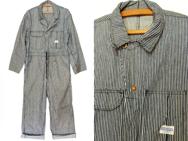 40s HERCULESヘラクレス 月桂樹ボタン ヒッコリーオールインワン