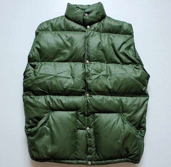 70s THE NORTH FACEノースフェイス 茶タグ ダウンベスト 緑 M