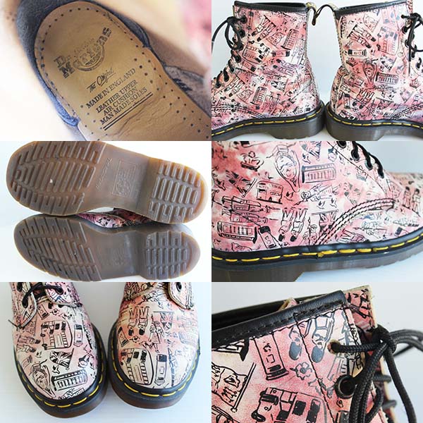 英国製 DR.MARTENSドクターマーチン 8ホールブーツ ロンドン 総柄 UK4