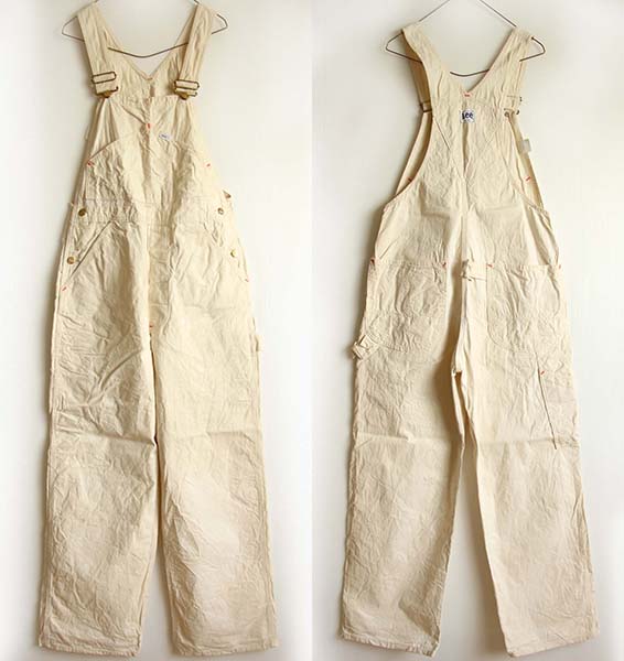 70s USA製 Leeリー 山ポケ コットン オーバーオール ペンキ飛び 生成り