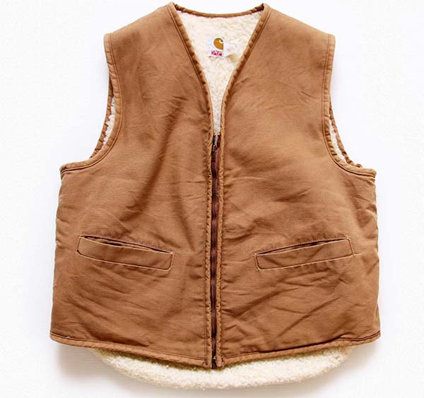 70s USA製 carharttカーハート ボアライナー ダックベスト 茶 L