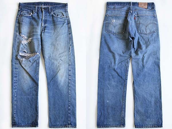 70s USA製 Levi'sリーバイス 505 シングル 66前期 耳付き ダメージ