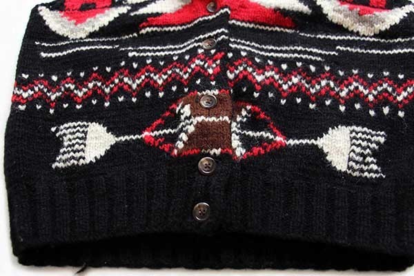 80s ラルフローレン ネイティブ柄 ショールカラー ウール ハンドニット