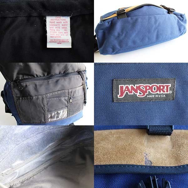 90s USA製 JANSPORTジャンスポーツ 2WAY ナイロン ショルダーバッグ 紺