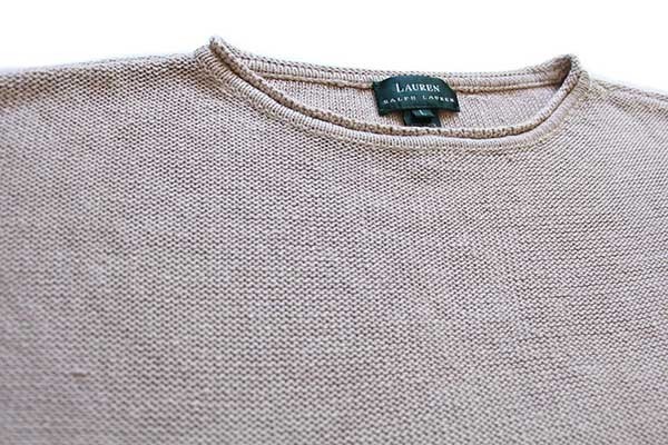 90s LAUREN ラルフローレン ロールネック リネンニット セーター