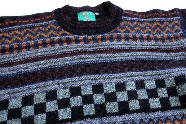 アイルランド製 GAELTARRA 総柄 ウールニット セーター 44 - Sixpacjoe