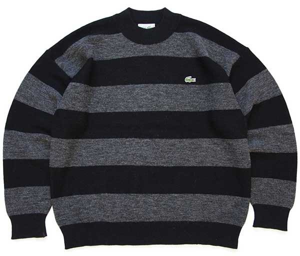 80s フランス製 CHEMISE LACOSTE ラコステ 太ボーダー ウール×アクリル