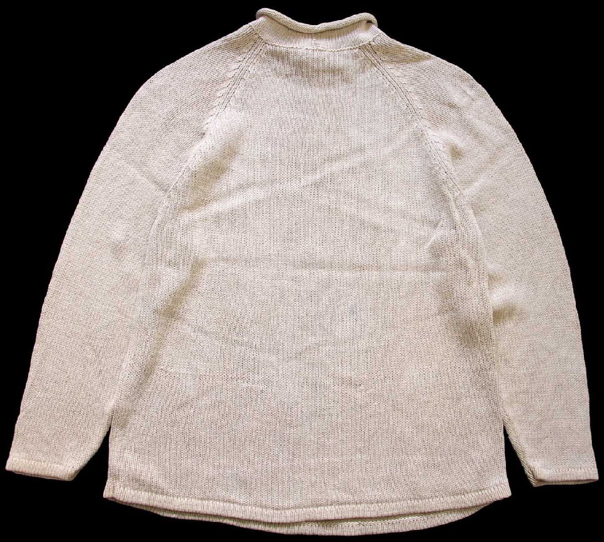 90s J.CREW 無地 ロールネック リネン×コットンニット セーター