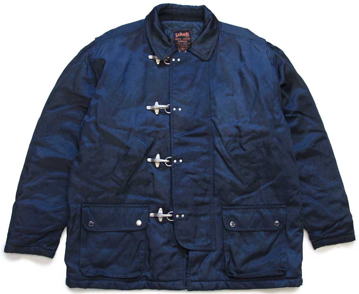 Schottショット ロゴ刺繍 キルティングライナー ファイヤーマンコート