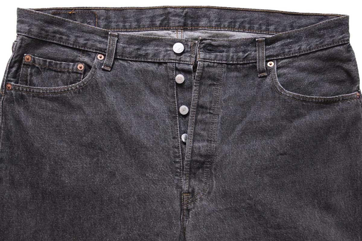 90s USA製 Levi'sリーバイス 501 先染め ブラック デニムパンツ w38