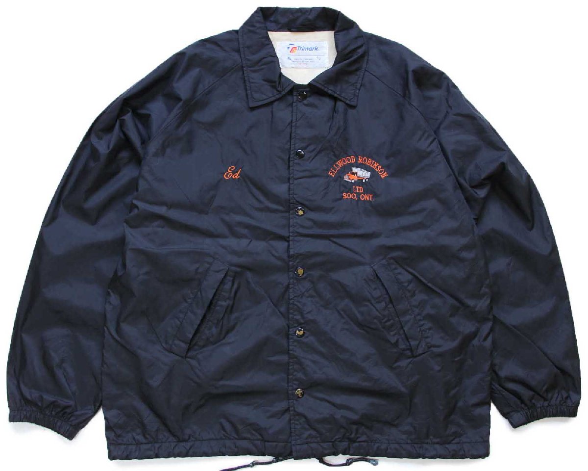 80s ELLWOOD ROBINSON LTD トラック刺繍 ナイロン コーチジャケット 黒