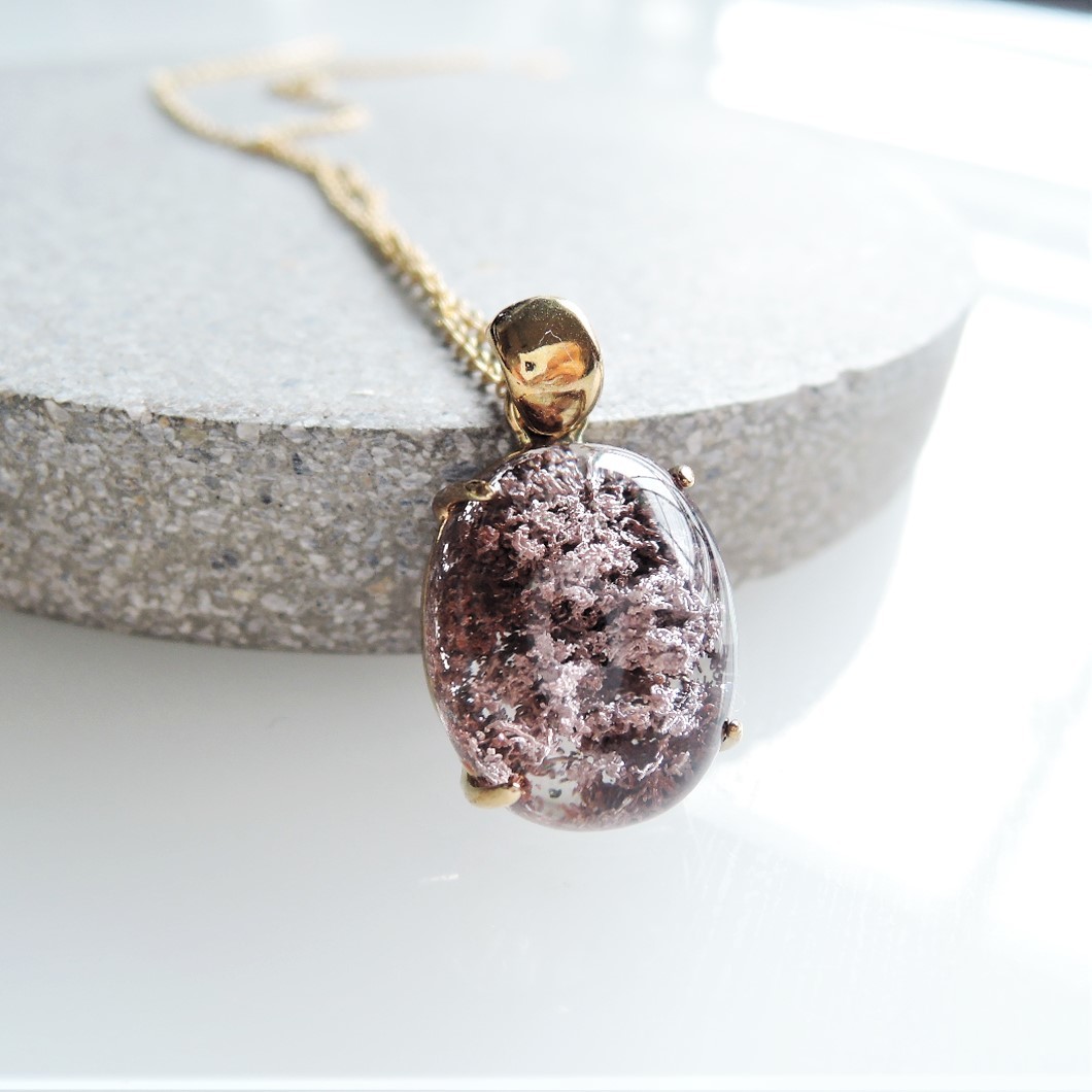 1点もの・A】桜の森風 ガーデンクォーツ 14kgf約50cmネックレス