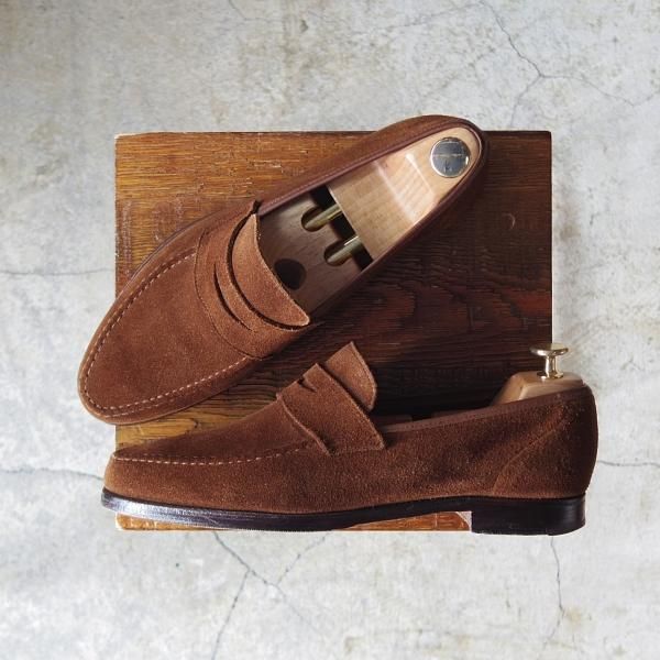 極上☆クロケット&ジョーンズ 7E【☆コインローファー/スエード】茶