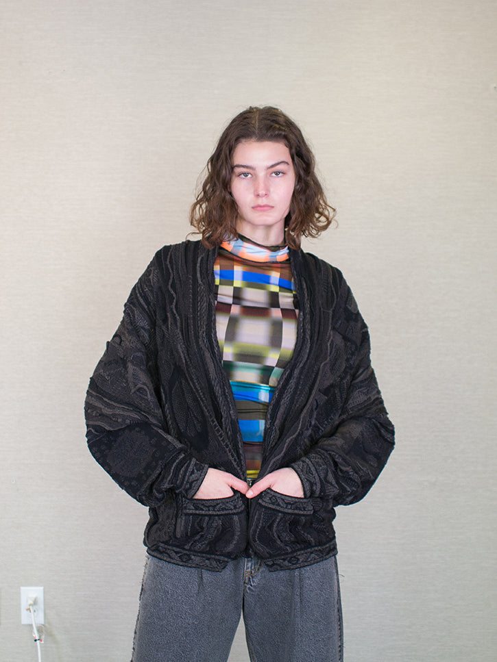 Kapital 7G Boro Gaudy Cardigan, Black | Stand Up Comedy