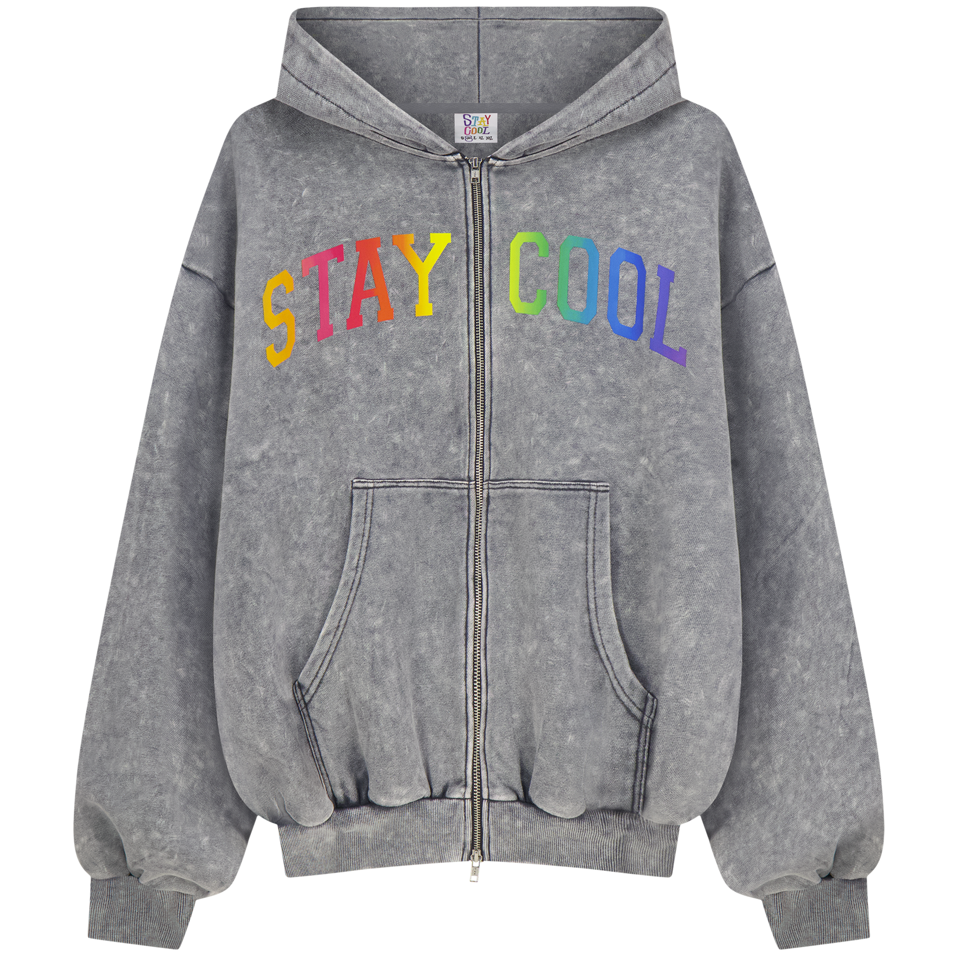 Arch Zip Logo Hoodie (Charcoal Wash) – Staycoolnyc