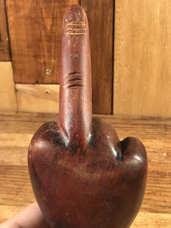 Middle Finger Fuck Sign Wooden Figurine ファックサイン ビンテージ
